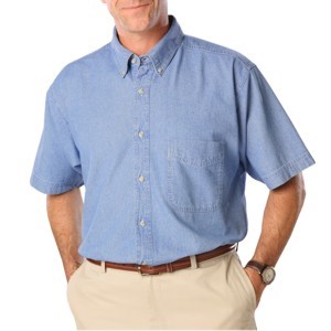 Blue Generation Men's Long Sleeve 100% Cotton Denim Shirt